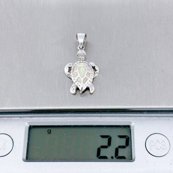 Vintage Thai FAS Sterling Silver 925 Opal Inlay Turtle Pendant - Picture 6 of 6